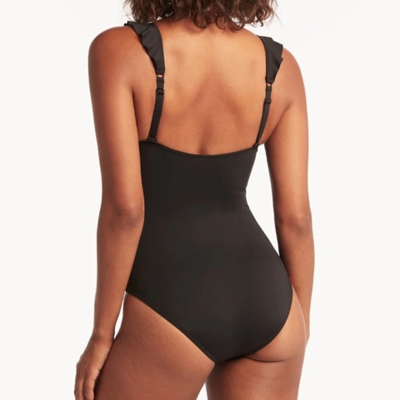 Sea Level Australia Eco Essentials Frill One Piece Black Swimsuit Size 10 NWT - Picture 2 of 15